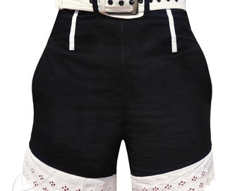 Black and white shorts with belt