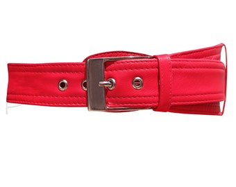 Asymmetric red leather belt III