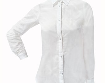 Camisa de seda blanca transparente