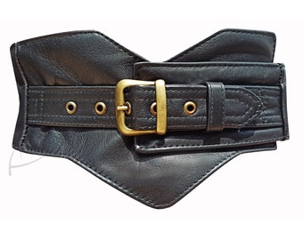 Black asymmetric leather belt II