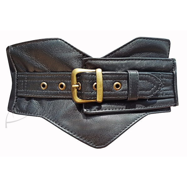 Black asymmetric leather belt II