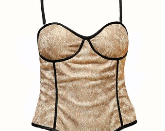 Corset noir beige de dentelle