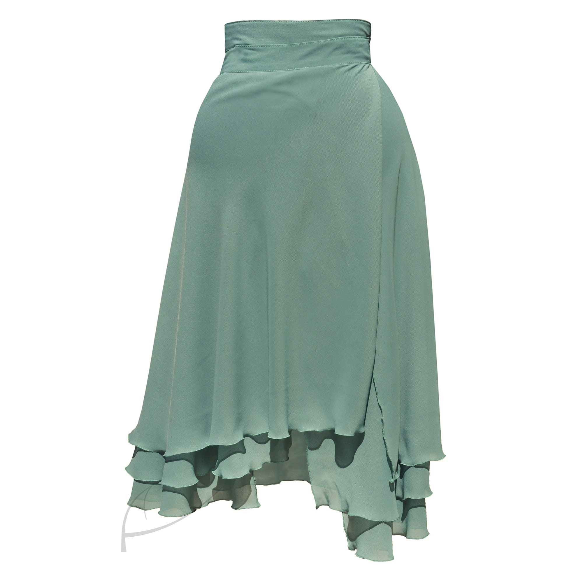 【HI FI FNK】(W) Tree Layered Skirt Women Elastic Waist Tiered A-line High Waist Layered Ruffle