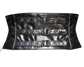 Silver Leather Corset Belt