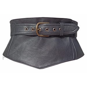 Black asymmetric leather belt II