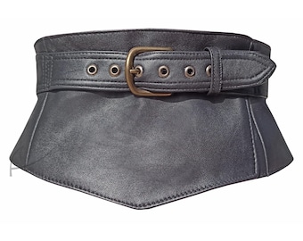 Black asymmetric leather belt II