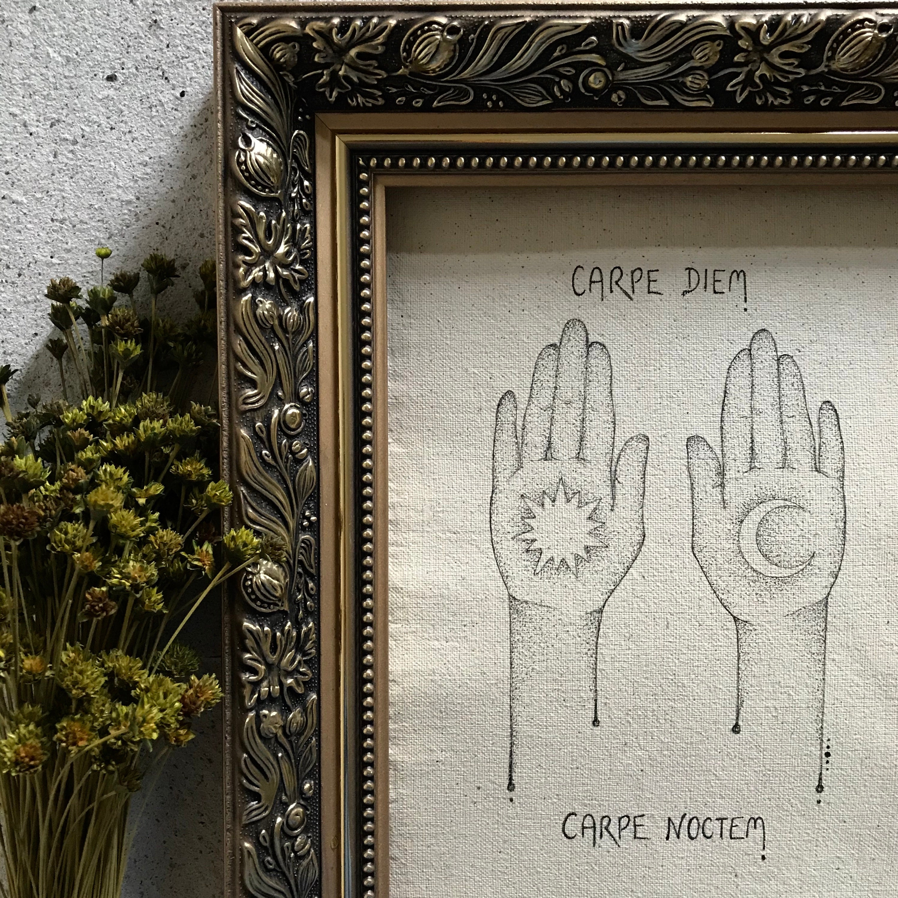 Carpe Diem Carpe Noctem Symbolic Wall Art on Handmade Paper/ - Etsy Carpe Diem Carpe Noctem Symbolic Wall Art on Handmade Paper/ - Etsy