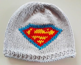 Baby hat Supermann cotton Head circumference 40 cm ---- Available for immediate shipping ------