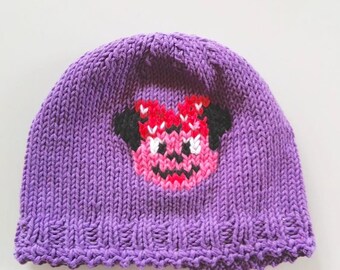 Baby cap with mouse motif made of cotton Head circumference 40 cm --- immediately available-----