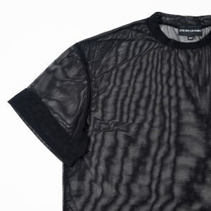 Black stretch mesh unisex T