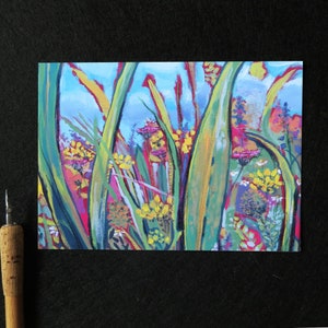 1 Carte postale de fleurs sauvages prairie nature repro impression de peinture sur toile originale