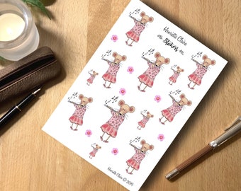 Sticker musical MOUSE MUSIC flute flute notes music mouse orchestra music teacher mouse music flute wind instrument