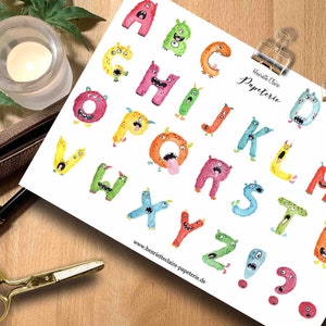 Aufkleber Abc Alphabet Monster Bunt Für Lehrerinnen