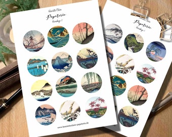 Sticker Hiroshige Japan Japanese Art 2 sheets Sticker Japanese Art painter Painter Kyoto Tokyo Tokio
