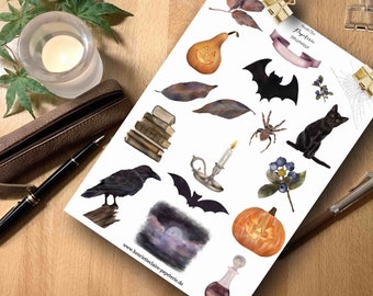 Aufkleber Halloween Herbst Aquarell