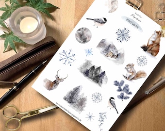 Sticker snow winter watercolor