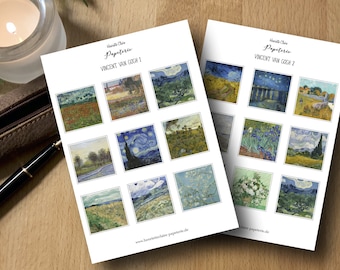 Van Gogh Stickers 18 Small Paintings Painter Illustration Sticker Vincent paintings Artist