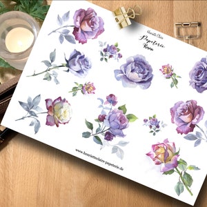 Pegatinas rosas delicadas Pegatinas rosas rosa violeta acuarela acuarelas bullet journal planificador regalo pegatinas plannerstickers
