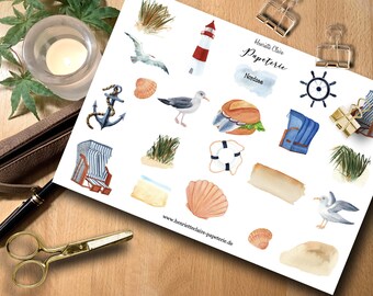 Sticker North Sea Baltic Sea beach sea summer Sylt beach chair shells sticker baltic sea summer Föhr Amrum island anchor seagull vacation