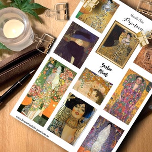 KLIMT stickers 9 small paintings Expressionist paintings Austria stickers planner stickers bullet journal expressionism Gustav Klimt
