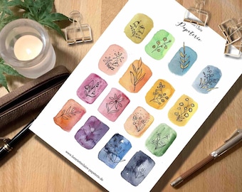 Sticker watercolor flower drawing rainbow colors watercolor flowers handdrawn