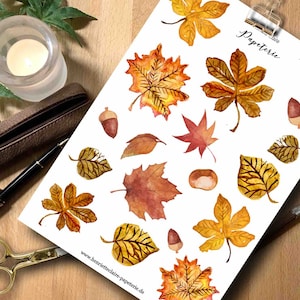 Pegatina hojas de otoño acuarela hojas de otoño pegatina de caída acuarela adhesivo autoadhesivo colores de otoño hojas dibujadas