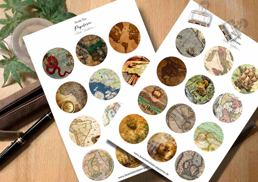Stickers Antique Maps 2 Sheets Stickers Old Maps Antique - Etsy