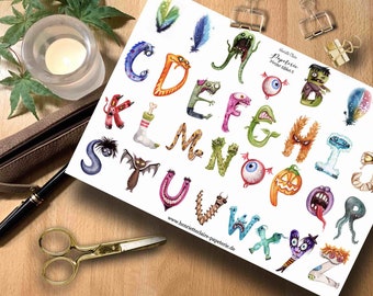 Aufkleber ABC Monster bunt für Lehrerinnen Sticker Alphabet Grundschule lernen Kindergarten Vorschule Grundsdhullehrerin