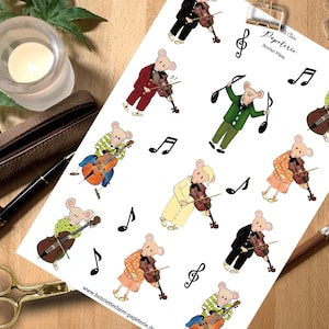 Sticker mice strings violin viola hand drawn Sticker mouse mice orchestra Violin Cello bass cute