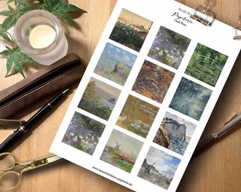 CLAUDE MONET sticker monetart sticker 12 paintings paintings Impressionism impressionism Paris painter handmade stickers