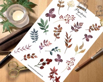 Sticker sheet COLORFUL LEAVES watercolor