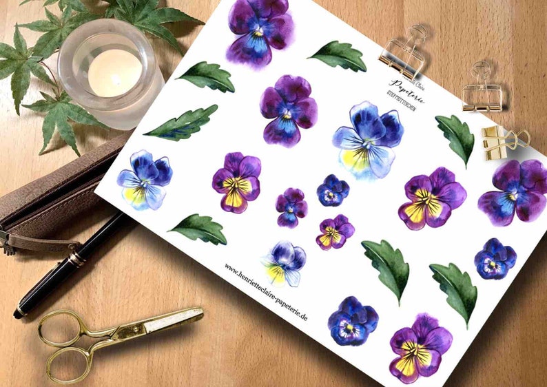 Sticker Stepmat In Violet and Leaves Pansy image 1