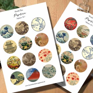 Sticker Japanse kunst 2 vellen sticker Japanse kunst Japan Hokusai Japanse prints