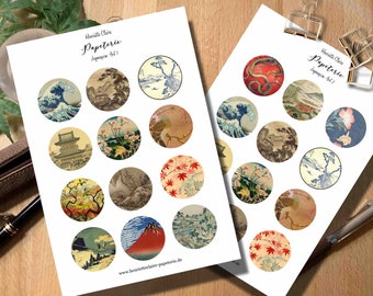 Sticker Japanese Art 2 sheets sticker Japanese art Japan Hokusai Japanese prints