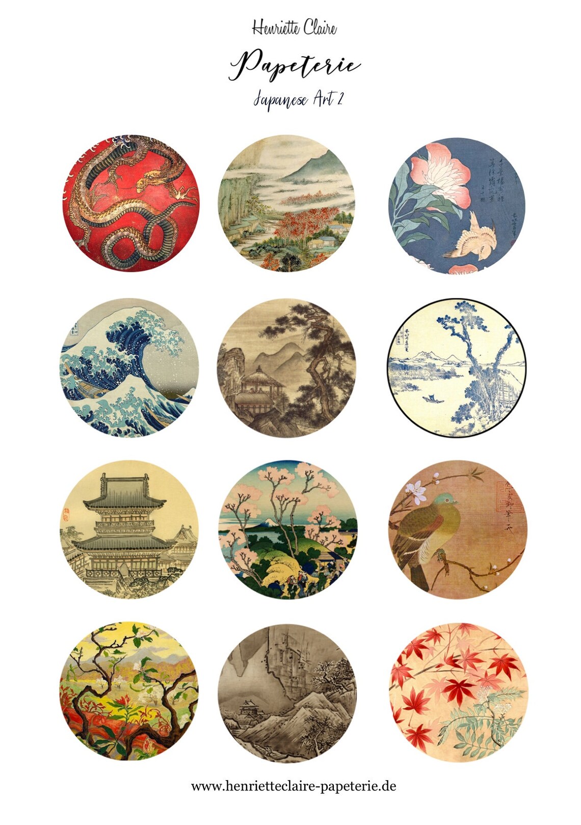 Sticker Japanese Art 2 Sheets Sticker Japanese Art Japan Hokusai