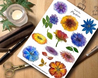 Sticker Flowers Blossoms Watercolor Colorful