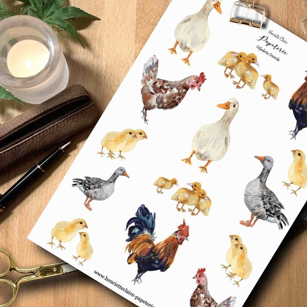 Aufkleber Bauernhof Bauernhoftiere Tiere Hühner Gänse Küken stickers Farm Farmstickers chicken cow animals