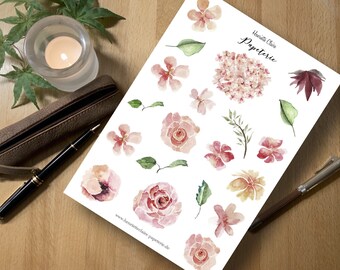 Sticker Roses and Delicate Blossoms Watercolor