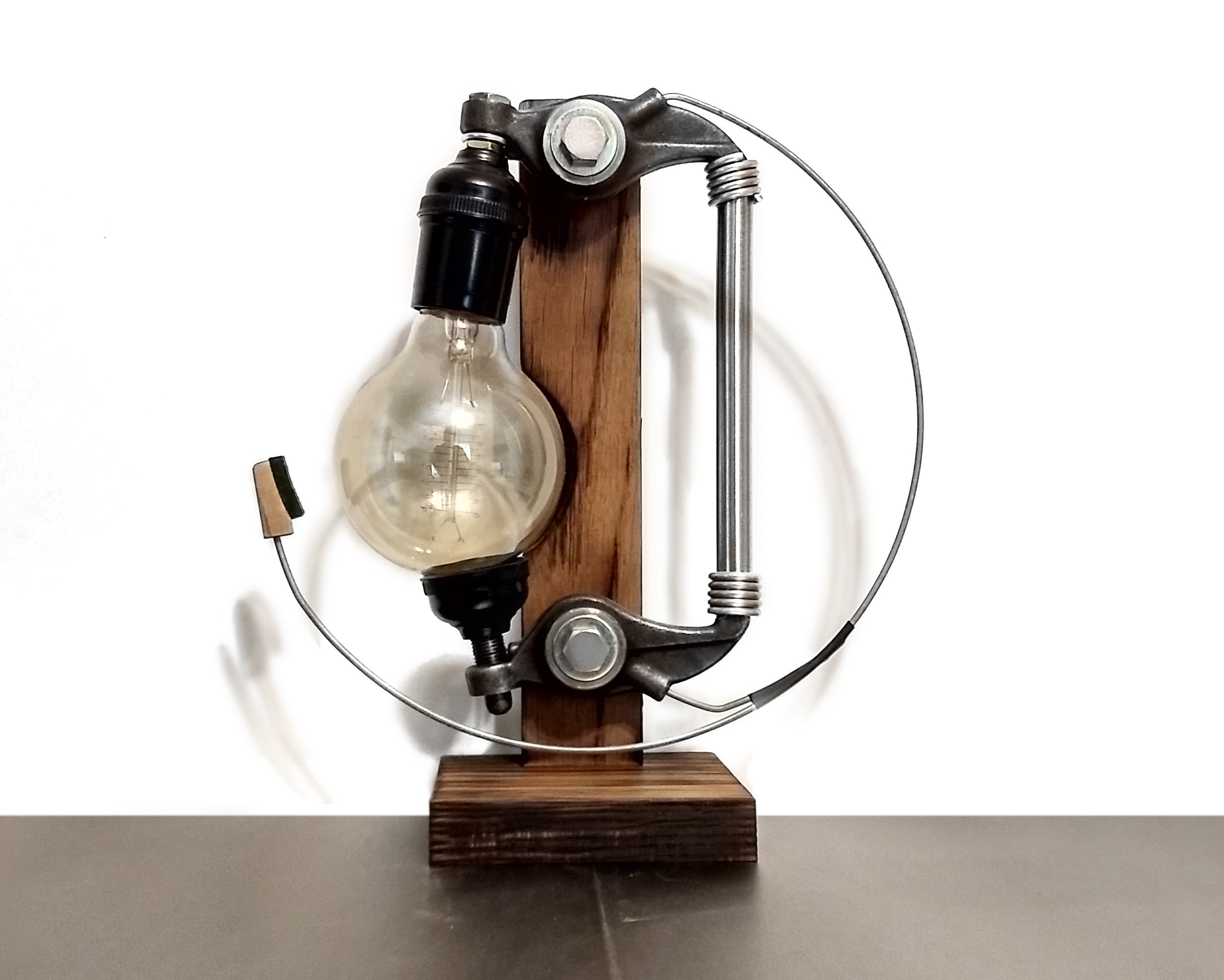 Unique Rustic Accent Lamp Engine Parts / Reclaimed Wood Table Etsy