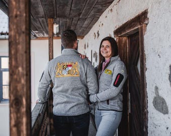 Bayern Fleece Jacke | hochwertig bestickt am Rücken mit Bayern Wappen