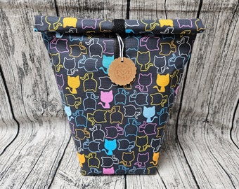 Lunchbag groß - Kühltasche "" Coolbag Baumwollstoff Universaltasche - Katzen