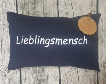 Zirbenkissen Zirbelkissen Kissen "Lieblingsmensch" mit Bezug und Innenkissen - Duftkissen