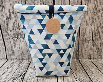 Lunchbag groß - Kühltasche "Geo" Coolbag Baumwollstoff Universaltasche blau