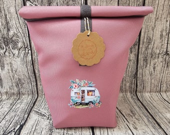 Kühltasche - Coolbag - Lunchbag - Universaltasche Camping mit Aufdruck Wohnwagen rose