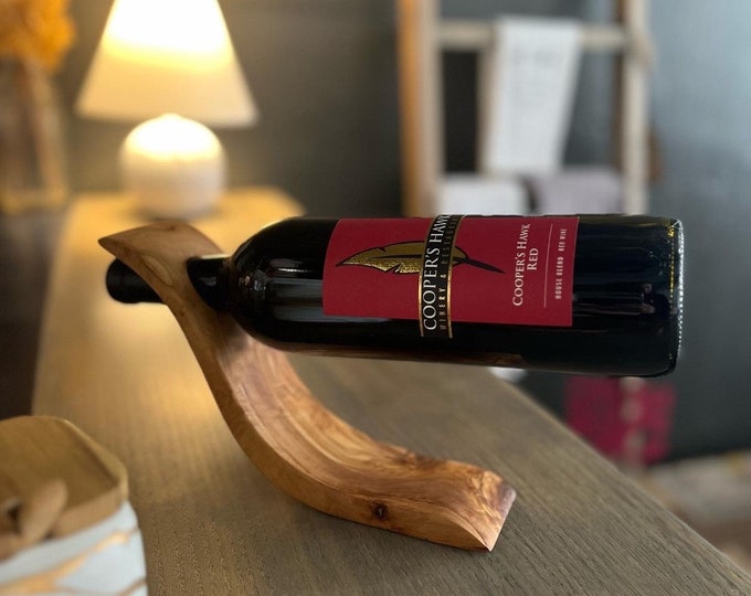 Handmade Olive Wood Wine Bottle Holder Gift