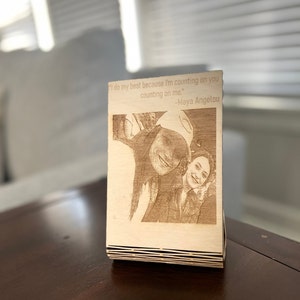 Engraved Wooden Photo | Personalized Photo on Wood | Wood Portrait | Mother&#39;s Day Gift | Father&#39;s Day Gift | Gift for Her | Gift for Grandma