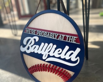 Wooden Baseball/Softball/Ballfield Door Sign & Decor Summer Wreath/Hanger