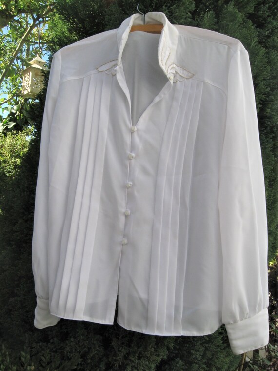 Elegante blusa blanca de mujer. Blusa de manga larga | Etsy España