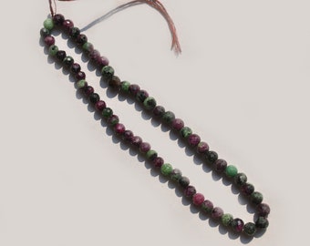 14 Inches Strand Natural Ruby Zoisite Round Faceted Beads Size 7MM-8MM (Apprx.) — One Strand