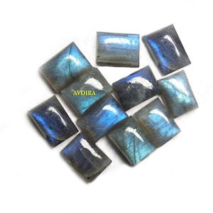 Labradorite naturelle Rectangle Cabochon 3X5MM-20X30MM Lunette Réglage Dos plat Calibré Taille lâche Pierre précieuse